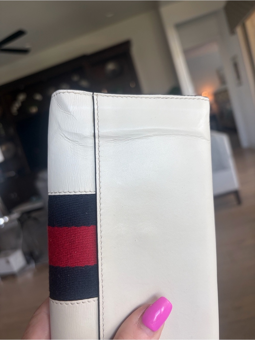 Gucci White Crossbody with Red & Navy Web Stripe - Picture 8 of 13